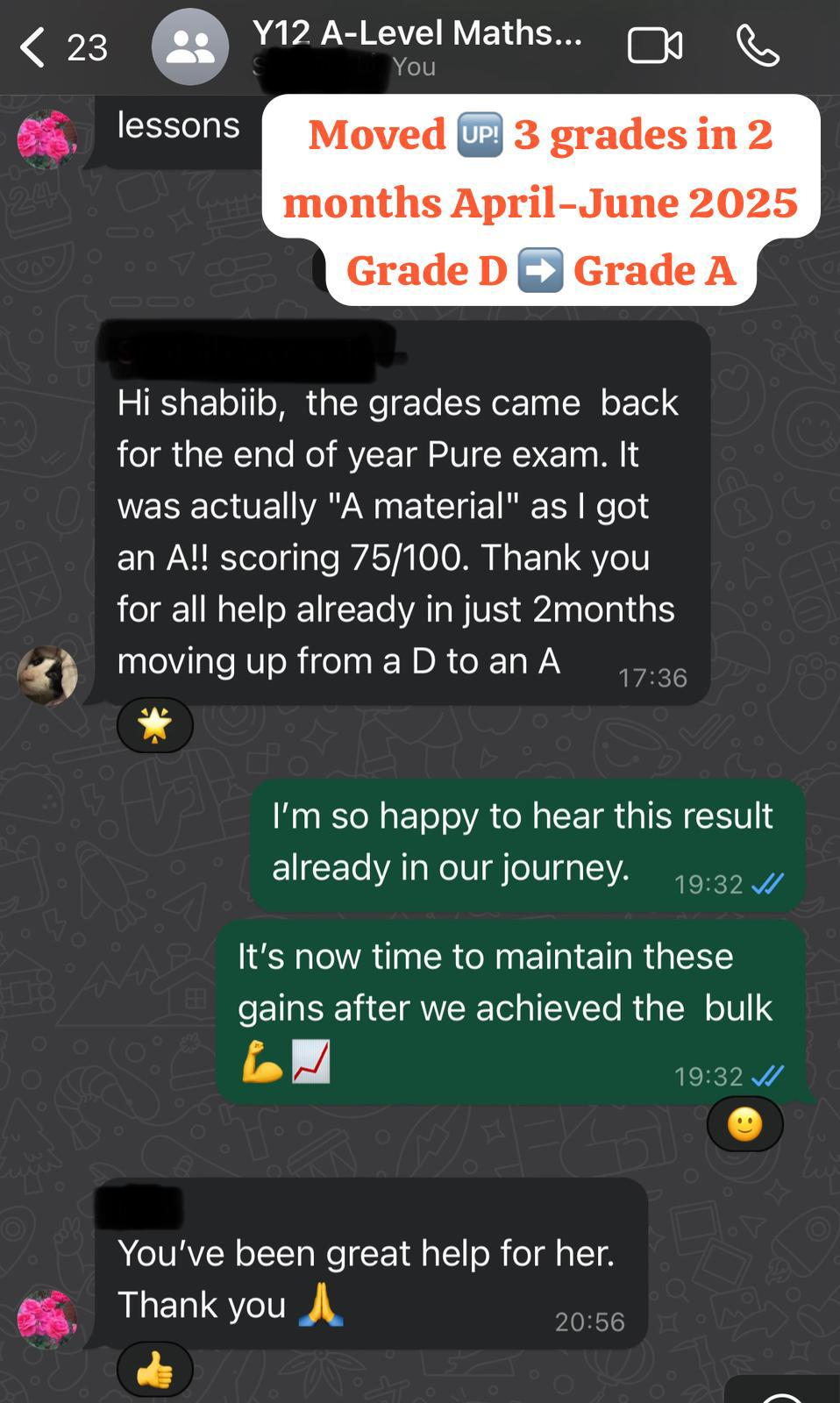 A-level maths student grade